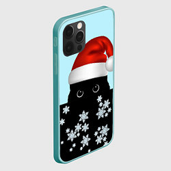 Чехол для iPhone 12 Pro Max Новогодний Кот со снежинками, цвет: 3D-мятный — фото 2