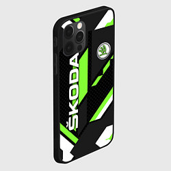 Чехол для iPhone 12 Pro Max ШКОДА ГЕОМЕТРИЯ ЛИНИИ SKODA GEOMETRY SPORT, цвет: 3D-черный — фото 2