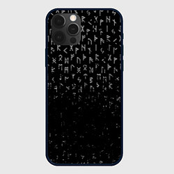 Чехол для iPhone 12 Pro Max МЕТАЛЛИЧЕСКИЕ РУНЫ, БРЫЗГИ КРАСОК, цвет: 3D-черный