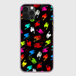 Чехол для iPhone 12 Pro Max ХВОСТ ФЕИ ЛОГОБОМБИНГ ЦВЕТНЫЕ СИМВОЛЫ FAIRY TAIL, цвет: 3D-серый