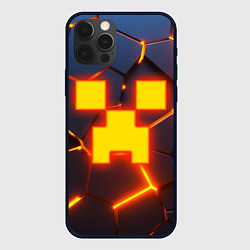 Чехол для iPhone 12 Pro Max ОГНЕННЫЙ КРИПЕР 3D ПЛИТЫ FIRE CREEPER, цвет: 3D-черный