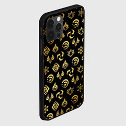 Чехол для iPhone 12 Pro Max GOLDEN GENSHIN IMPACT PATTERN ЗОЛОТО ГЕНШИН ИМПАКТ, цвет: 3D-черный — фото 2