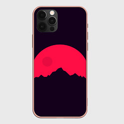 Чехол для iPhone 12 Pro Max Красная луна над сумеречными горами, цвет: 3D-светло-розовый
