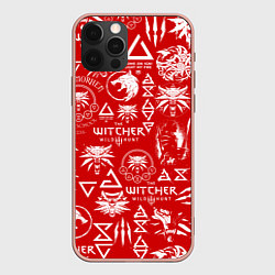 Чехол для iPhone 12 Pro Max THE WITCHER LOGOBOMBING ЛОГОТИПЫ ВЕДЬМАКА, цвет: 3D-светло-розовый