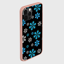 Чехол для iPhone 12 Pro Max Снежинки Черепа черный, цвет: 3D-светло-розовый — фото 2