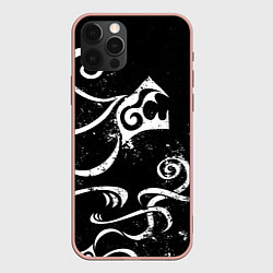 Чехол для iPhone 12 Pro Max ТАТУИРОВКА ДРАКЕНА WHITE AND BLACK, цвет: 3D-светло-розовый