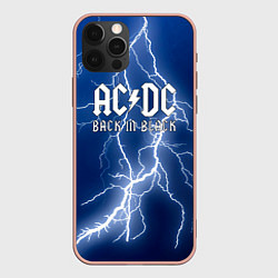 Чехол для iPhone 12 Pro Max ACDC гроза с молнией, цвет: 3D-светло-розовый