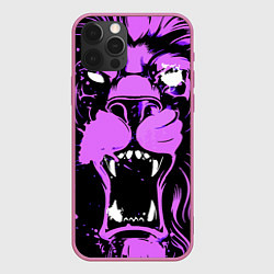 Чехол для iPhone 12 Pro Max Neon pink lion, цвет: 3D-малиновый