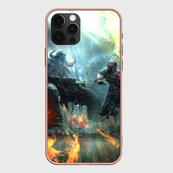 Чехол для iPhone 12 Pro Max God of War Fighting, цвет: 3D-светло-розовый