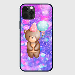Чехол для iPhone 12 Pro Max День Рождения - Медвежонок с шариками, цвет: 3D-черный