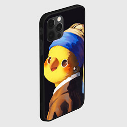 Чехол для iPhone 12 Pro Max ПОПУГАЙ С жемчужной Сережкой, цвет: 3D-черный — фото 2