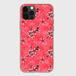 Чехол для iPhone 12 Pro Max Сакура красная, цвет: 3D-светло-розовый