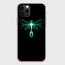 Чехол для iPhone 12 Pro Max Неоновая стрекоза, цвет: 3D-светло-розовый