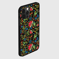 Чехол для iPhone 12 Pro Max Цветочный Узор хохлома, цвет: 3D-черный — фото 2