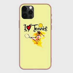 Чехол для iPhone 12 Pro Max Я Люблю Tennis, цвет: 3D-светло-розовый