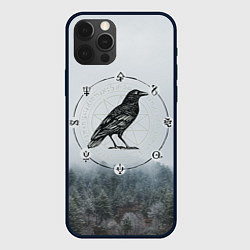 Чехол для iPhone 12 Pro Max ВОРОН НА РУНАХ РУНЫ, цвет: 3D-черный