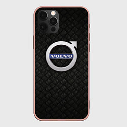 Чехол для iPhone 12 Pro Max Обновленный металлический логотип VOLVO, цвет: 3D-светло-розовый