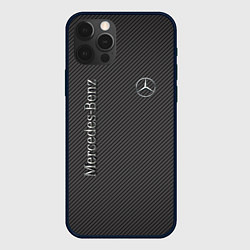 Чехол для iPhone 12 Pro Max Mercedes карбоновые полосы, цвет: 3D-черный