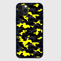 Чехол для iPhone 12 Pro Max Black Camo, цвет: 3D-черный