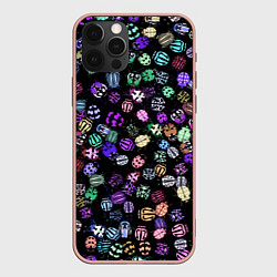 Чехол для iPhone 12 Pro Max Неоновые жуки, цвет: 3D-светло-розовый