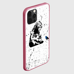 Чехол для iPhone 12 Pro Max Banksy - Бэнкси девочка с птицей, цвет: 3D-малиновый — фото 2