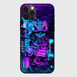 Чехол для iPhone 12 Pro Max Неоновый Японский Самурай Neon Samurai Skull, цвет: 3D-черный