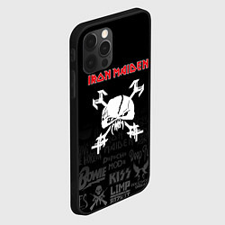 Чехол для iPhone 12 Pro Max Iron Maiden логотипы рок групп, цвет: 3D-черный — фото 2