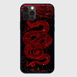 Чехол для iPhone 12 Pro Max Красная Змея Red Snake Глитч, цвет: 3D-черный