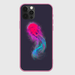 Чехол для iPhone 12 Pro Max Медуза Градиент Неон, цвет: 3D-малиновый