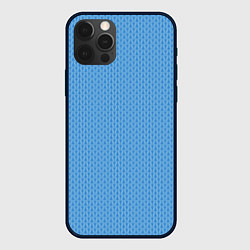 Чехол для iPhone 12 Pro Max Вязаный узор голубого цвета, цвет: 3D-черный