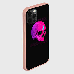 Чехол для iPhone 12 Pro Max Неоновый череп с огоньками, цвет: 3D-светло-розовый — фото 2
