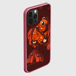 Чехол для iPhone 12 Pro Max Золотая рыбка на фоне волн, цвет: 3D-малиновый — фото 2