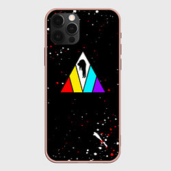 Чехол для iPhone 12 Pro Max Imagine dragons брызги красок, цвет: 3D-светло-розовый