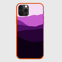 Чехол для iPhone 12 Pro Max Фиолетовый градиент горы абстракция, цвет: 3D-красный