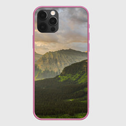 Чехол для iPhone 12 Pro Max Горы, лес, небо, цвет: 3D-малиновый