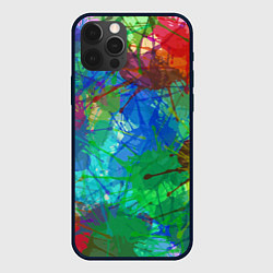 Чехол для iPhone 12 Pro Max Разноцветные кляксы, цвет: 3D-черный