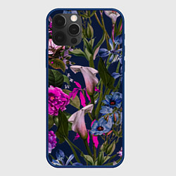 Чехол для iPhone 12 Pro Max Цветы Таинственные, цвет: 3D-тёмно-синий