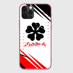 Чехол для iPhone 12 Pro Max Чёрный клевер черная красная текстура, цвет: 3D-малиновый