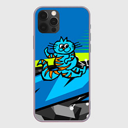 Чехол для iPhone 12 Pro Max Синий кот, цвет: 3D-серый