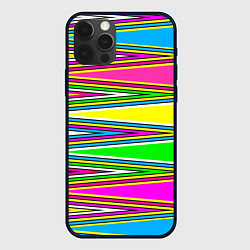 Чехол для iPhone 12 Pro Max Полосатый радужный разноцветный геометрический узо, цвет: 3D-черный