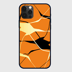 Чехол для iPhone 12 Pro Max Абстрактные полосы на оранжевом фоне, цвет: 3D-черный
