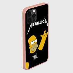 Чехол для iPhone 12 Pro Max Metallica Гомер Симпсон рокер, цвет: 3D-светло-розовый — фото 2
