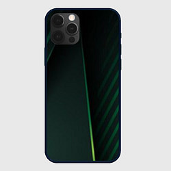 Чехол для iPhone 12 Pro Max Зеленые 3D полосы со свечением, цвет: 3D-черный