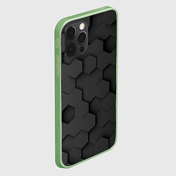 Чехол для iPhone 12 Pro Max Чёрные 3D пластины black 3d plates плиты, цвет: 3D-салатовый — фото 2