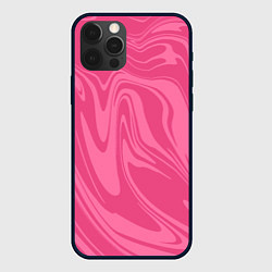Чехол для iPhone 12 Pro Max РОЗОВЫЕ РАЗВОДЫ КРАСКИ МРАМОРНЫЙ, цвет: 3D-черный