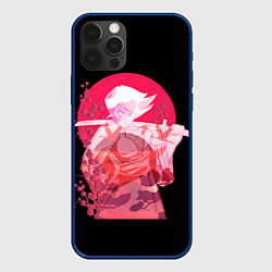 Чехол для iPhone 12 Pro Max Девушка Самурай Под Красной Луной, цвет: 3D-тёмно-синий