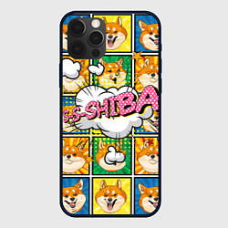 Чехол для iPhone 12 Pro Max Pop art shiba inu, цвет: 3D-черный