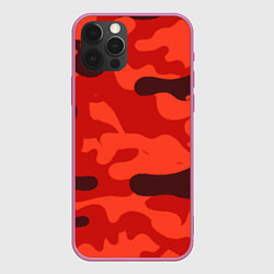 Чехол для iPhone 12 Pro Max Рыжий камуфляж Огонь Пятна, цвет: 3D-малиновый
