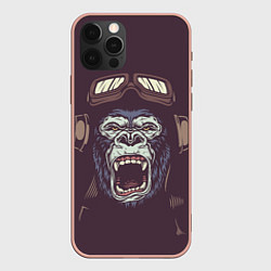 Чехол для iPhone 12 Pro Max Орущая горилла, цвет: 3D-светло-розовый