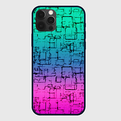 Чехол для iPhone 12 Pro Max Абстрактный узор на розово-бирюзовом градиентном ф, цвет: 3D-черный